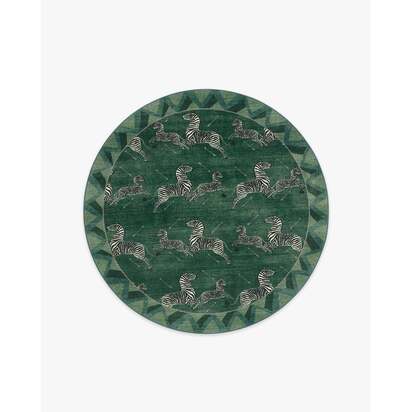 Zebras Green Rug by Scalamandré - 185 Round cm - All-In-One Rug