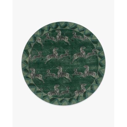 Zebras Green Rug by Scalamandré - 245 Round cm - All-In-One Rug