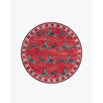 Zebras Red Rug by Scalamandré - 185 Round cm - All-In-One Rug