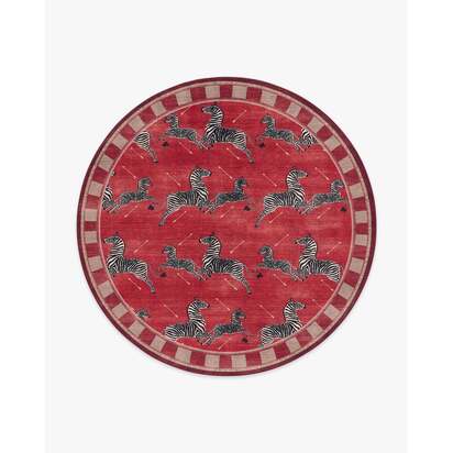 Zebras Red Rug by Scalamandré - 245 Round cm - All-In-One Rug