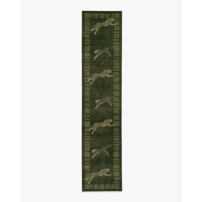 Leaping Cheetah Olive Green Rug by Scalamandré - 75 x 365 cm - All-In-One Rug
