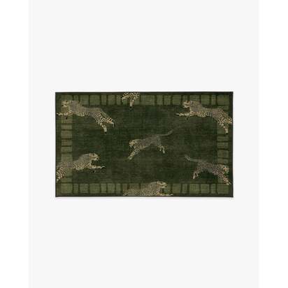 Leaping Cheetah Olive Green Rug by Scalamandré - 90 x 150 cm - All-In-One Rug