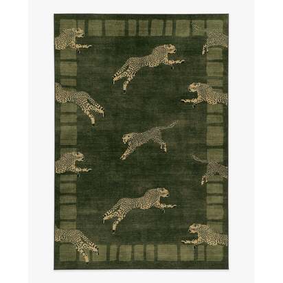 Leaping Cheetah Olive Green Rug by Scalamandré - 200 x 290 cm - All-In-One Rug
