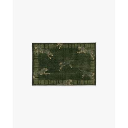 Leaping Cheetah Olive Green Rug by Scalamandré - 245 x 305 cm - All-In-One Rug