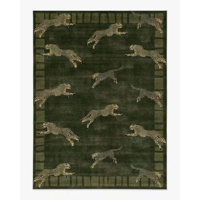 Leaping Cheetah Olive Green Rug by Scalamandré - 275 x 365 cm - All-In-One Rug