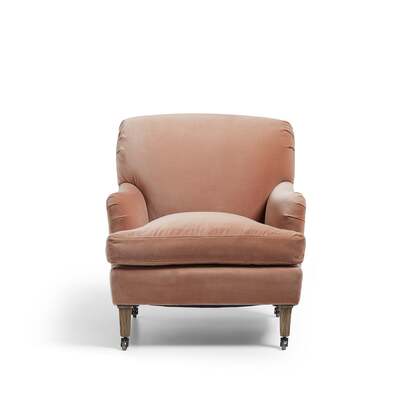 OKA | Coleridge Velvet Armchair - Apricot | Armchair