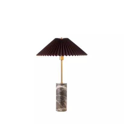 John Lewis Concert Marble Base Pleat Shade Table Lamp, Brown Brown Marble | H54 x Dia.39cm