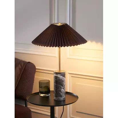 John Lewis Concert Marble Base Pleat Shade Table Lamp, Brown Brown Marble | H54 x Dia.39cm
