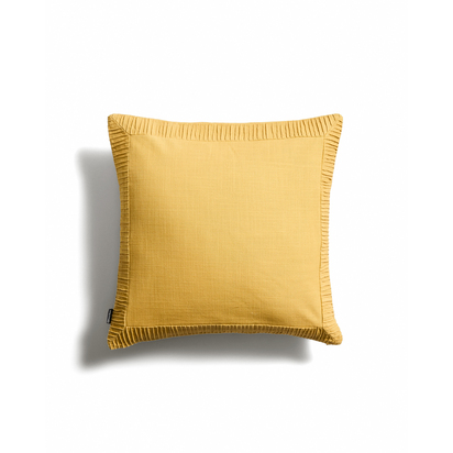 Luadia cotton cushion cover with yellow pleated detail 50 x 50cm