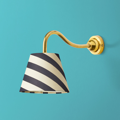 IP44 Swan neck wall fitting in antique brass