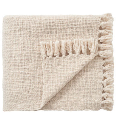 Loaf 170 x 180cm Wefty Wool Blanket in Chalk