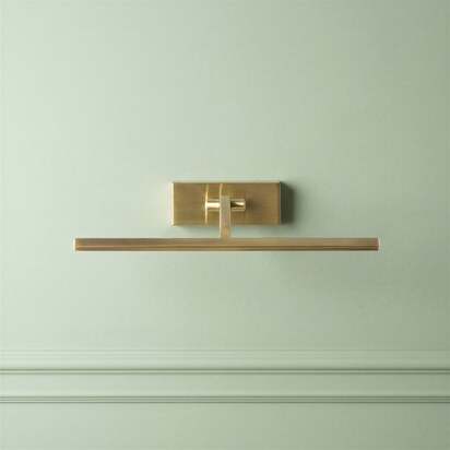 Dimmable smaller Blake picture light in antique brass finish