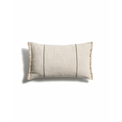 Lidore cushion cover in beige linen with contrasting green stripes 30 x 50cm