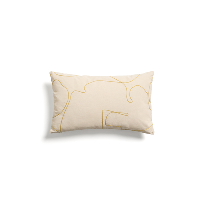 Dibel ecru cotton cushion cover with yellow embroidery detail 30 x 50cm