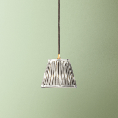 18cm pendant printed linen ikat shade in grey Yoda
