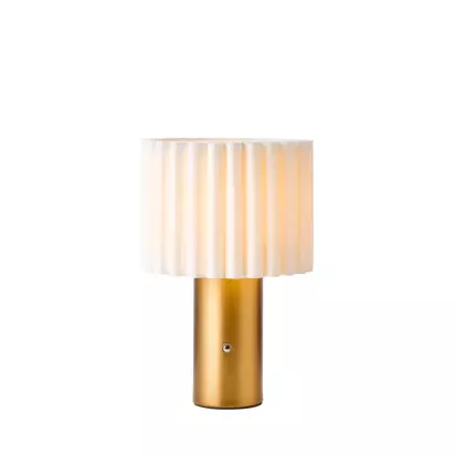 John Lewis Modern Scallop Rechargeable Table Lamp, Antique Brass Antique Brass | H26.1 x Dia.17cm