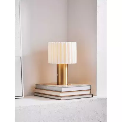 John Lewis Modern Scallop Rechargeable Table Lamp, Antique Brass Antique Brass | H26.1 x Dia.17cm