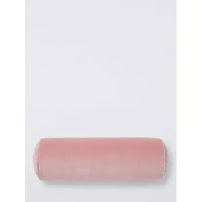 John Lewis Cotton Velvet Bolster Cushion Pink | 20 x 55cm