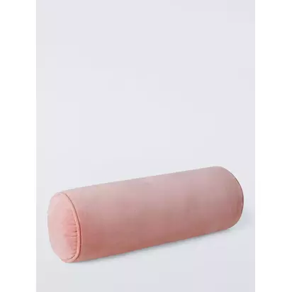 John Lewis Cotton Velvet Bolster Cushion Pink | 20 x 55cm