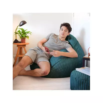 rucomfy Jumbo Cord Slouch Bag Bean Bag Teal | H90 x W100 x D90cm