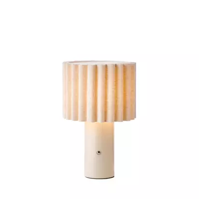 John Lewis Modern Scallop Painted Rechargeable Table Lamp, Matt Greige Matt Greige | H26.1 x Dia.17cm