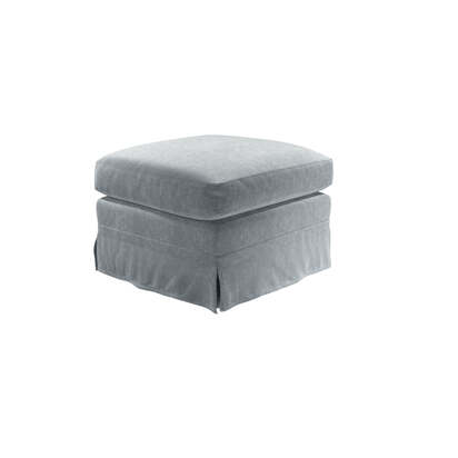 Bluebell Skirted Cover Small Square Footstool in Narwhal House Soft Touch