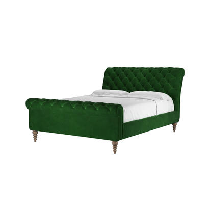 Knightsbridge King Bed in Putting Green Aquaclean Clever Velvet