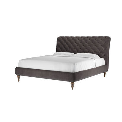 Knightsbridge without Footboard Super King Bed in Shale Aquaclean Clever Velvet