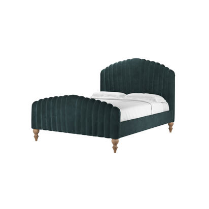 Bella King Bed in Deep Forest Aquaclean Clever Velvet