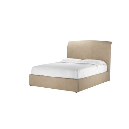 Thea King Ottoman Bed in Fawn Aquaclean Clever Velvet