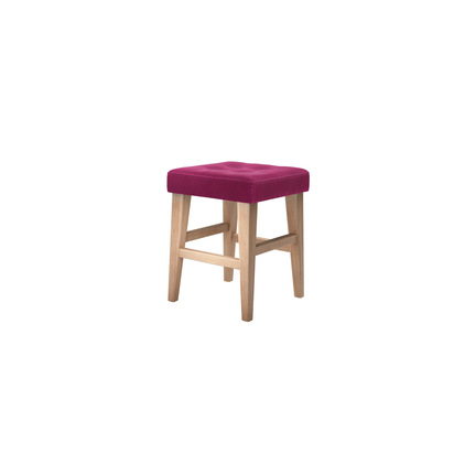 Buttons Short Stool in Persian Rose Smart Velvet