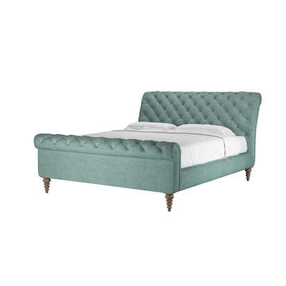 Knightsbridge Super King Bed in Sea Spray Aquaclean Clever Chenille