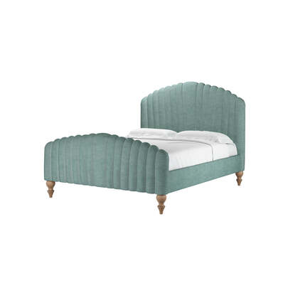 Bella King Bed in Sea Spray Aquaclean Clever Chenille