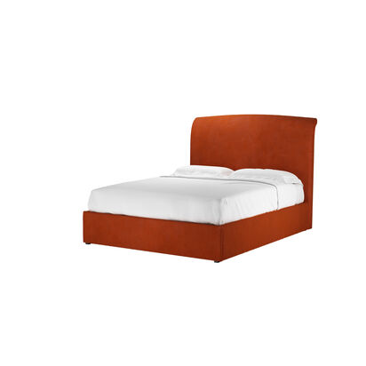 Thea King Ottoman Bed in Brick Aquaclean Clever Velvet
