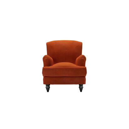 Snowdrop Small Armchair in Brick Aquaclean Clever Velvet