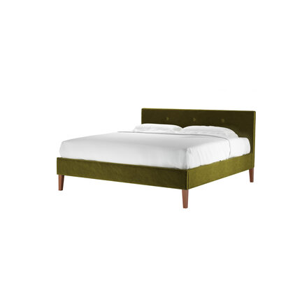 Avery 100cm Super King Bed in Olive Cotton Matt Velvet
