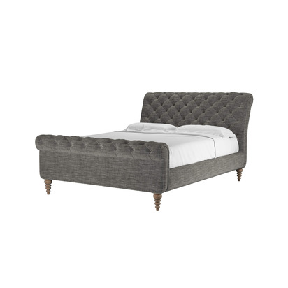 Knightsbridge King Bed in Liquorice Baylee Multi-Tone Viscose Linen