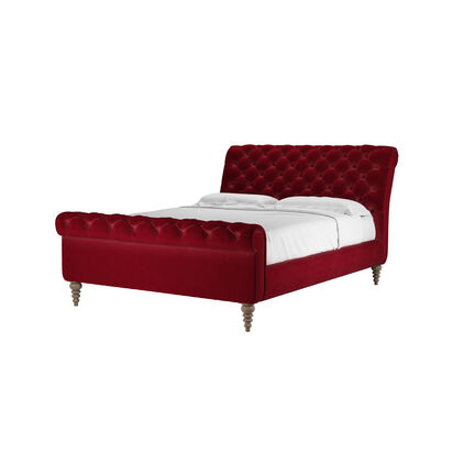 Knightsbridge King Bed in Malbec Cotton Matt Velvet