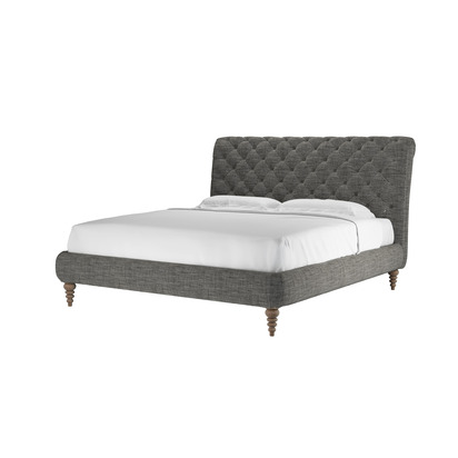 Knightsbridge (No Footboard) Super King Bed in Liquorice Baylee Multi-Tone Viscose Linen