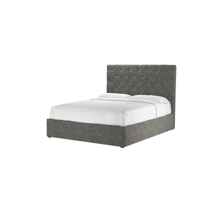 Rosalie 130cm King Ottoman Bed in Liquorice Baylee Multi-Tone Viscose Linen