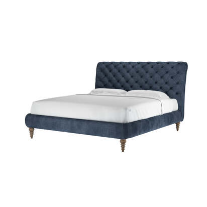 Knightsbridge (No Footboard) Super King Bed in North Sea Aquaclean Clever Canvas