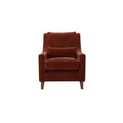 High Back Iggy Armchair in Deep Coral Cashmere Velvet