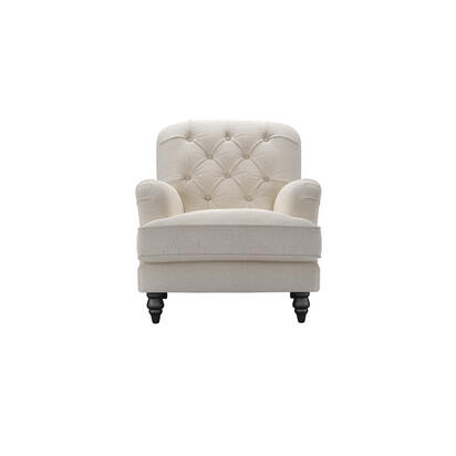 Snowdrop Button Back Armchair in Chalk Hygge Smart Linen