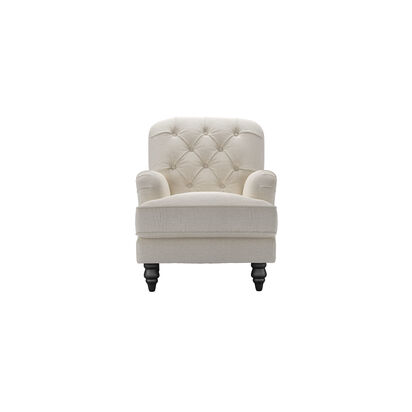 Snowdrop Button Back Small Armchair in Chalk Hygge Smart Linen