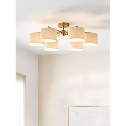 John Lewis Rosso 6 Arm Semi Flush Ceiling Light, Antique Brass Antique Brass | H22 x W70 x D70cm
