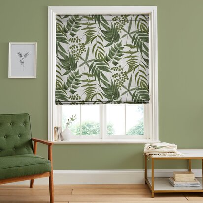 Made To Measure - Midsummer Fern Lush Roman Blind Green Blinds Plain Blinds Graham & Brown