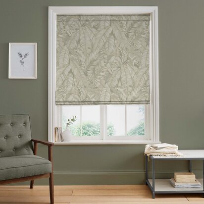Made To Measure - Paradys Sage Roman Blind Green Blinds Plain Blinds Graham & Brown