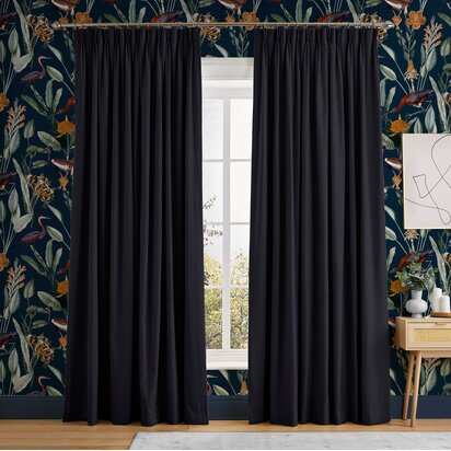 Made To Measure - Corduroy Ink Curtain Blue Curtains Plain Curtains Graham & Brown