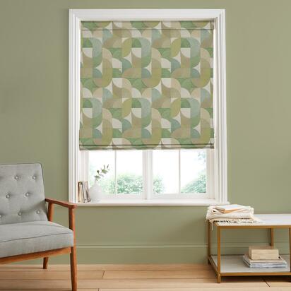 Made To Measure - Stitch Craze Sage Roman Blind Green Blinds Geometric Blinds Graham & Brown