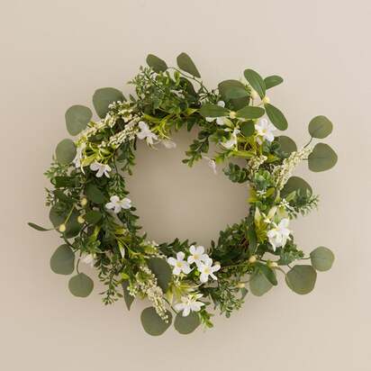 Artificial White Floral Wreath